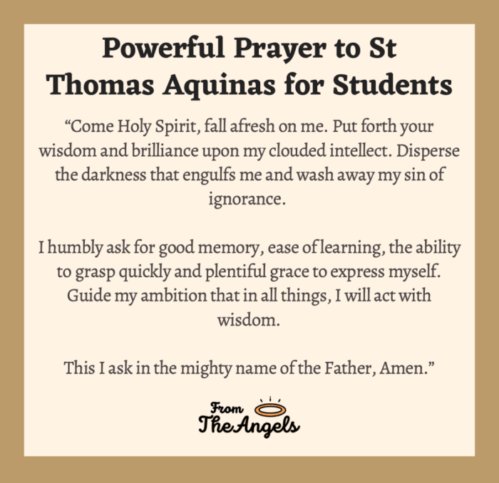 St thomas aquinas prayer before exam