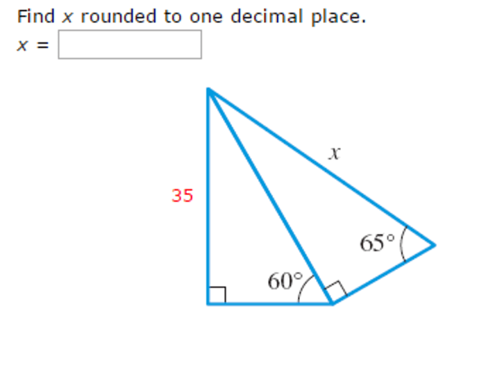 Find x rounded to one decimal place.