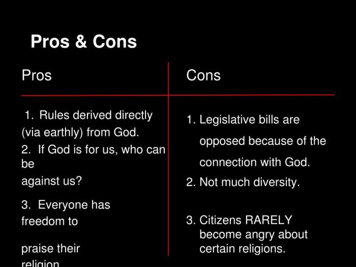 Pros and cons of theocracy